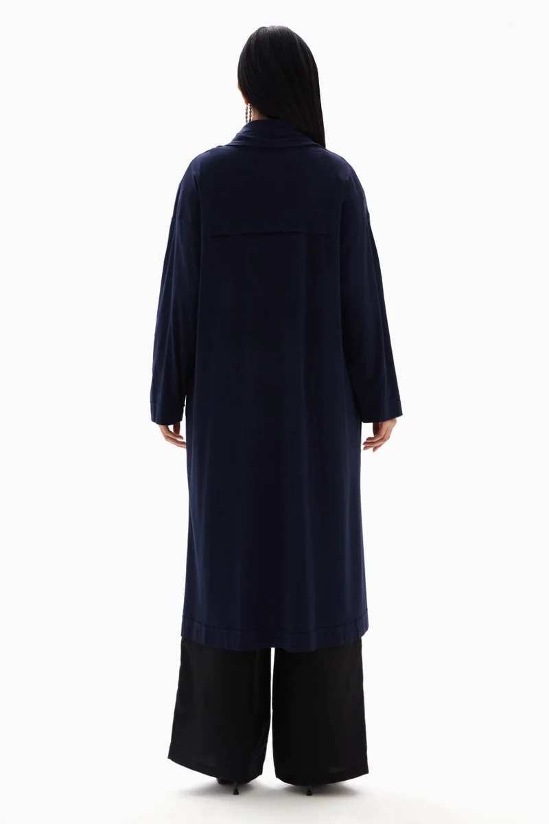 Wecre8 Navy Blue Plain Kimono By WECRE8