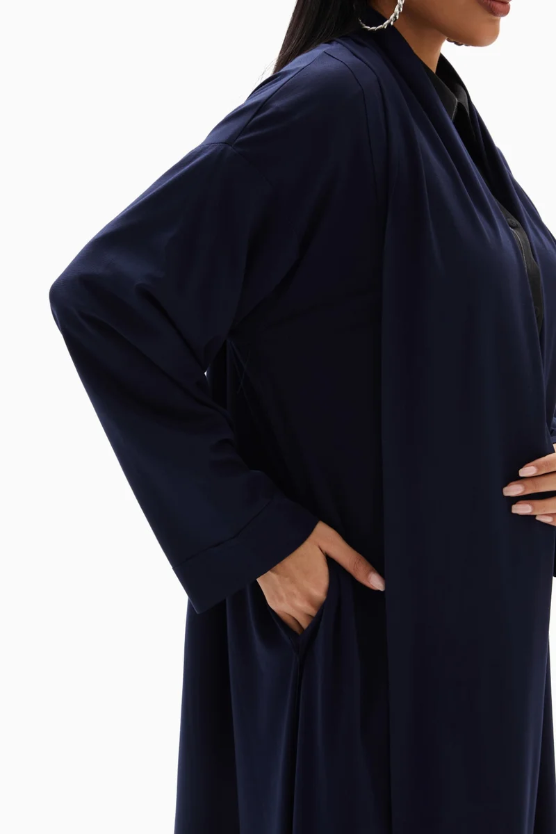 Wecre8 Navy Blue Plain Kimono By WECRE8