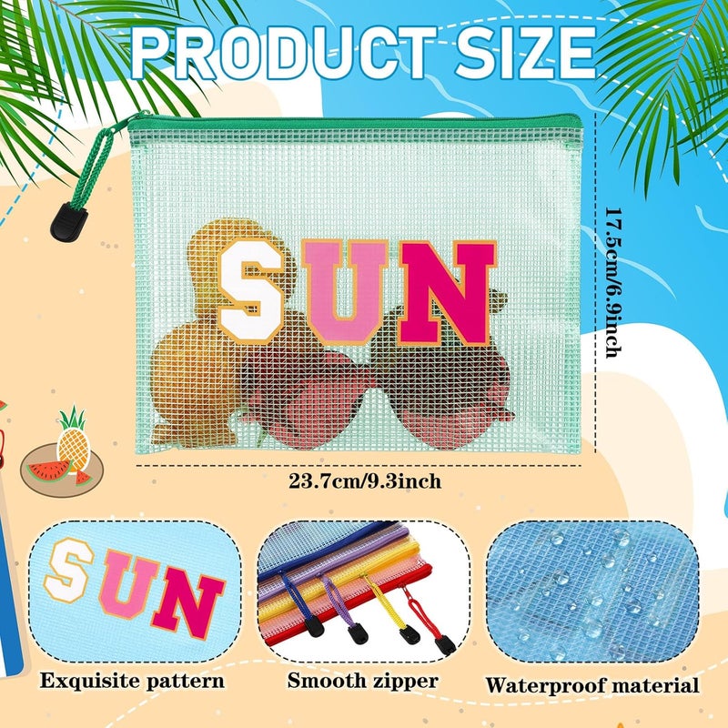 Kacctyen 12 Pcs Clear Sun Makeup Bag Beach Pool Waterproof Makeup Sunscreen Pouch Portable Travel Preppy Mesh Bag Zipper Pouch Toiletry Storage Women Gift for Cosmetic Accessories - Image 2