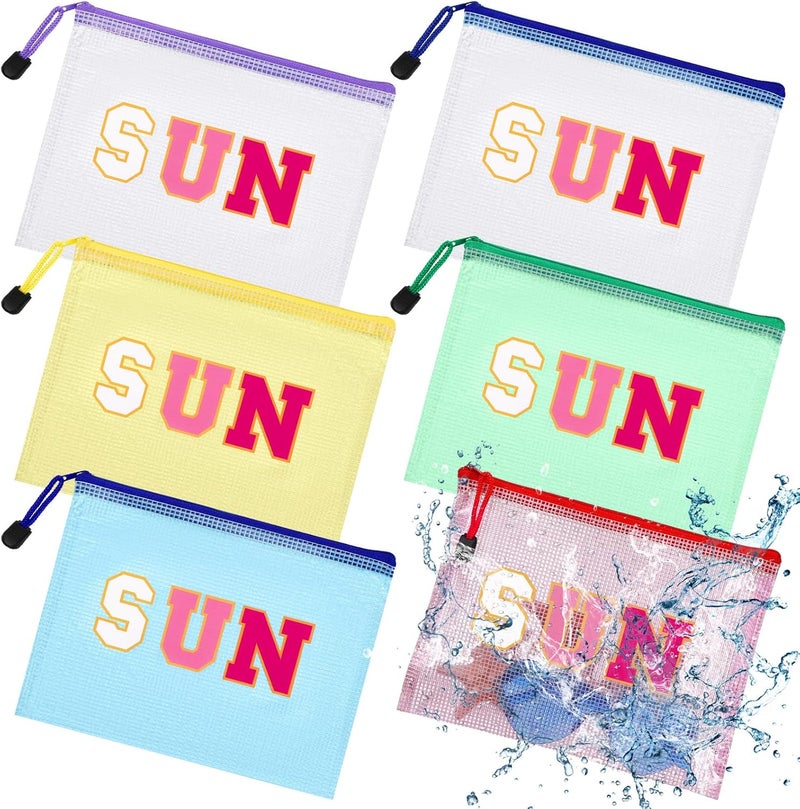 Kacctyen 12 Pcs Clear Sun Makeup Bag Beach Pool Waterproof Makeup Sunscreen Pouch Portable Travel Preppy Mesh Bag Zipper Pouch Toiletry Storage Women Gift for Cosmetic Accessories - Image 1