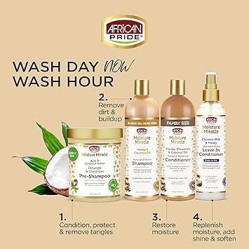 African Pride Moisture Miracle Honey Coconut Oil Shampoo 12 oz - Image 3