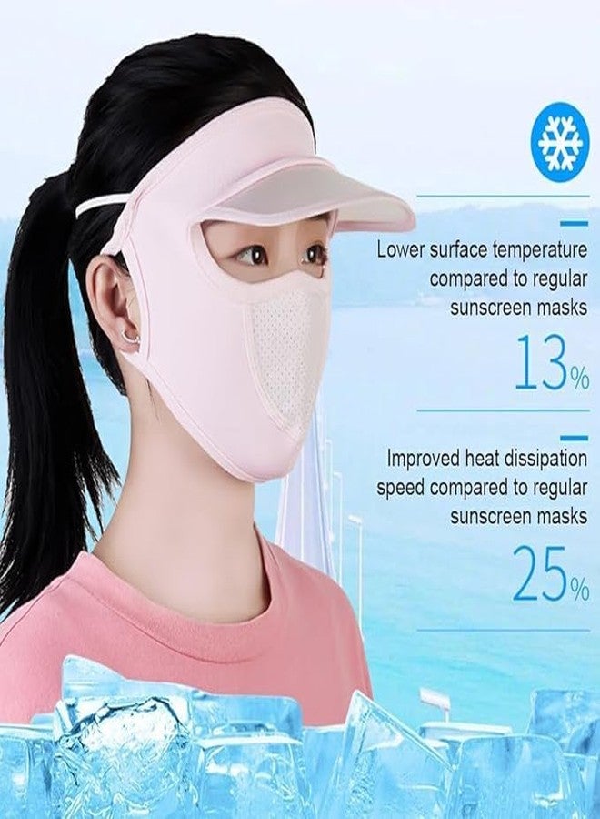 Waexlla Full Face Mask UV Protection with Eye Cover Sun Shade Hat for Women Ponytail Outdoor Summer Cycling Ice Silk Breathable Lightweight Face Covering (1PCS, Multicolor) - Image 5