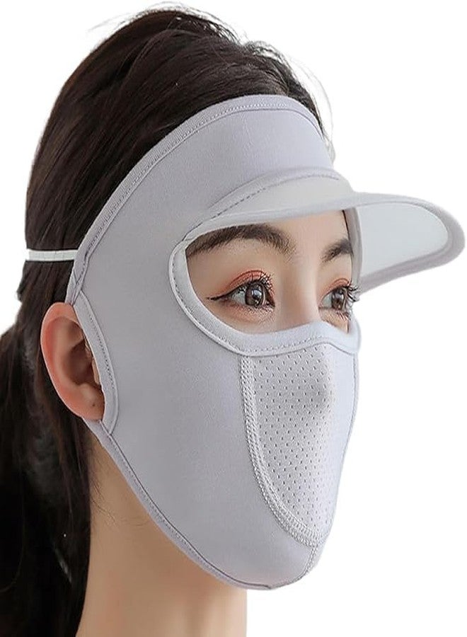 Waexlla Full Face Mask UV Protection with Eye Cover Sun Shade Hat for Women Ponytail Outdoor Summer Cycling Ice Silk Breathable Lightweight Face Covering (1PCS, Multicolor) - Image 1
