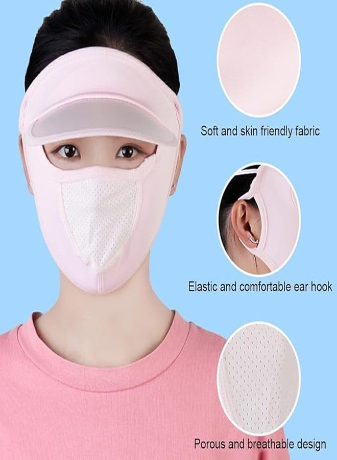 Waexlla Full Face Mask UV Protection with Eye Cover Sun Shade Hat for Women Ponytail Outdoor Summer Cycling Ice Silk Breathable Lightweight Face Covering (1PCS, Multicolor) - Image 4