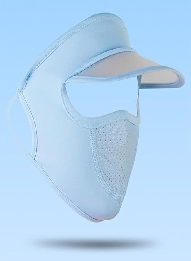 Waexlla Full Face Mask UV Protection with Eye Cover Sun Shade Hat for Women Ponytail Outdoor Summer Cycling Ice Silk Breathable Lightweight Face Covering (1PCS, Multicolor) - Image 2