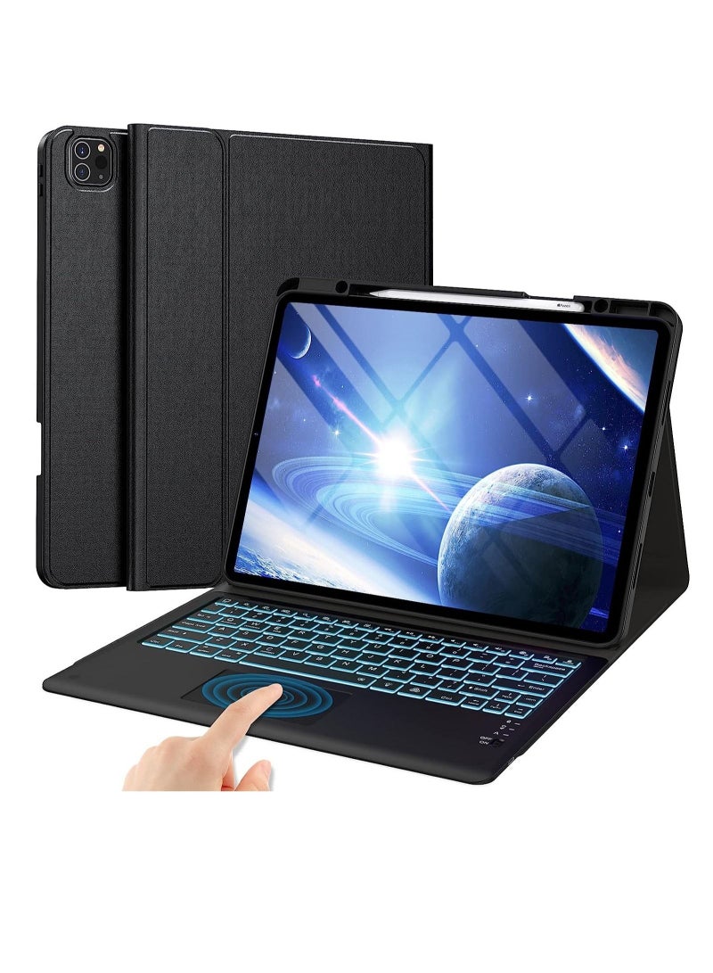 iPad Pro 12.9 Case with Keyboard 6 Generation 2022 iPad Pro 12.9 Keyboard for 12.9 inch 5th 4th 3rd Gen Trackpad Keyboard with 7 Colors Backlit Wireless Detachable with Pencil Holder