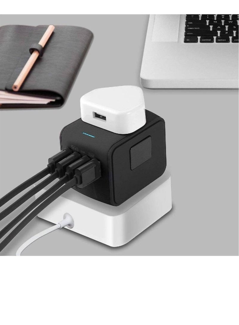 جينيكست محول السفر الدولي محول الطاقة العالمي في جميع أنحاء العالم الكل في واحد 4 USB مع قابس كهربائي - Image 2