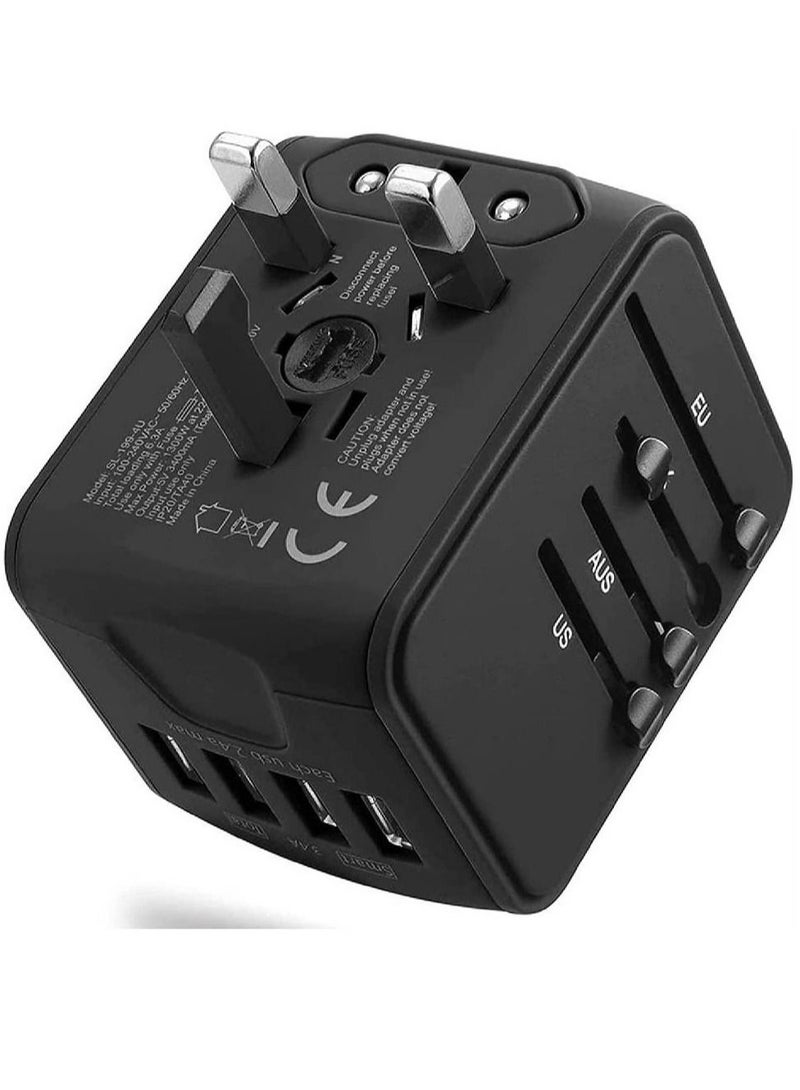 جينيكست محول السفر الدولي محول الطاقة العالمي في جميع أنحاء العالم الكل في واحد 4 USB مع قابس كهربائي - Image 1