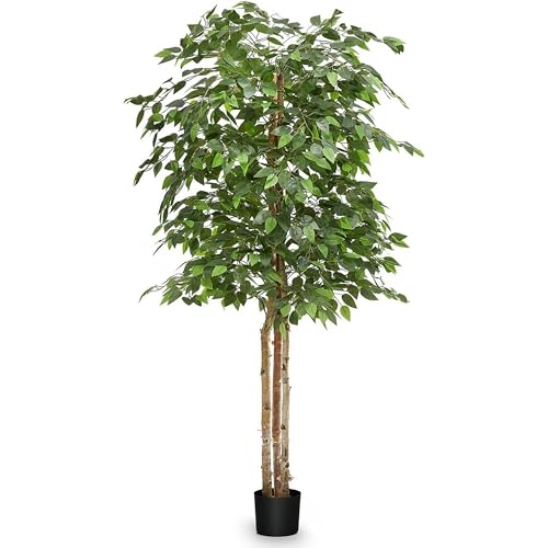 Maia Shop Maia Shop 6ft Artificial Ficus Tree Fake Plants for Home Decor Natural Wood Trunk 