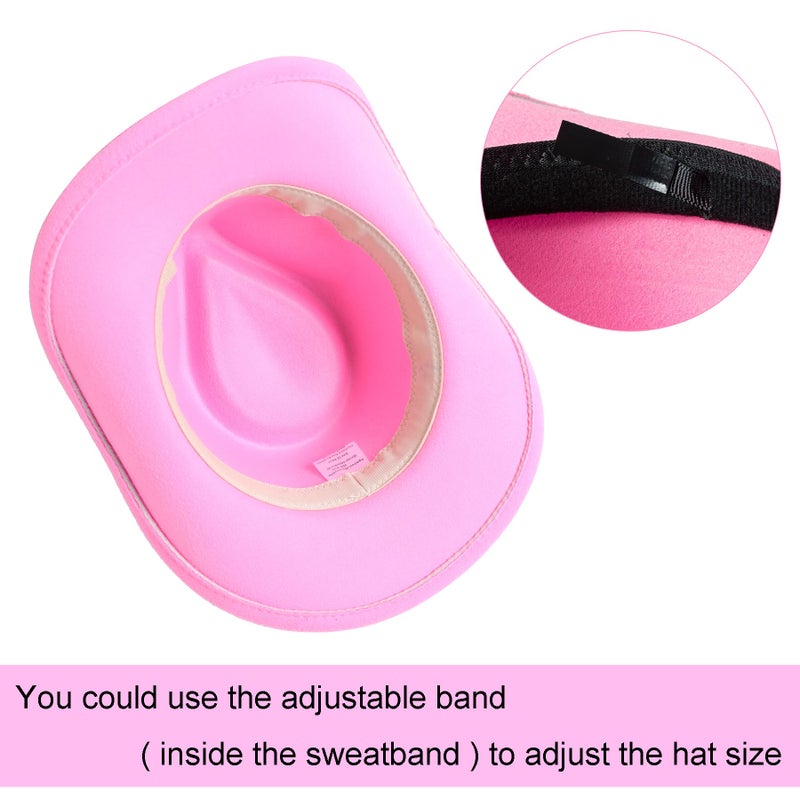 Jastore Western Cowboy Hat for Kids Boy Girl Classic Cowboy Cowgirl Dress Up Hat with Buckle Belt(Pink, 5-12 Years) - Image 3
