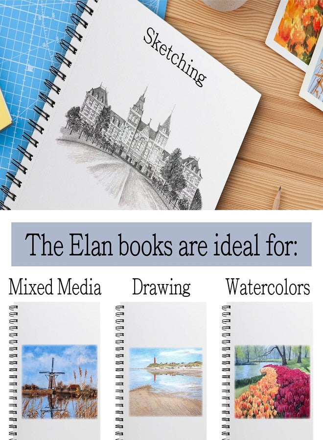 Elan كتاب ألوان مائي A4، ورق مائي إيطالي 100% قطن، 15 ورقة 300gsm، دفتر رسم مائي A4، ورق قطن للرسم 11.7x8.3 بوصة، ورق قماش للطلاء الأكريليكي، دفتر ورق للطلاء - Image 4