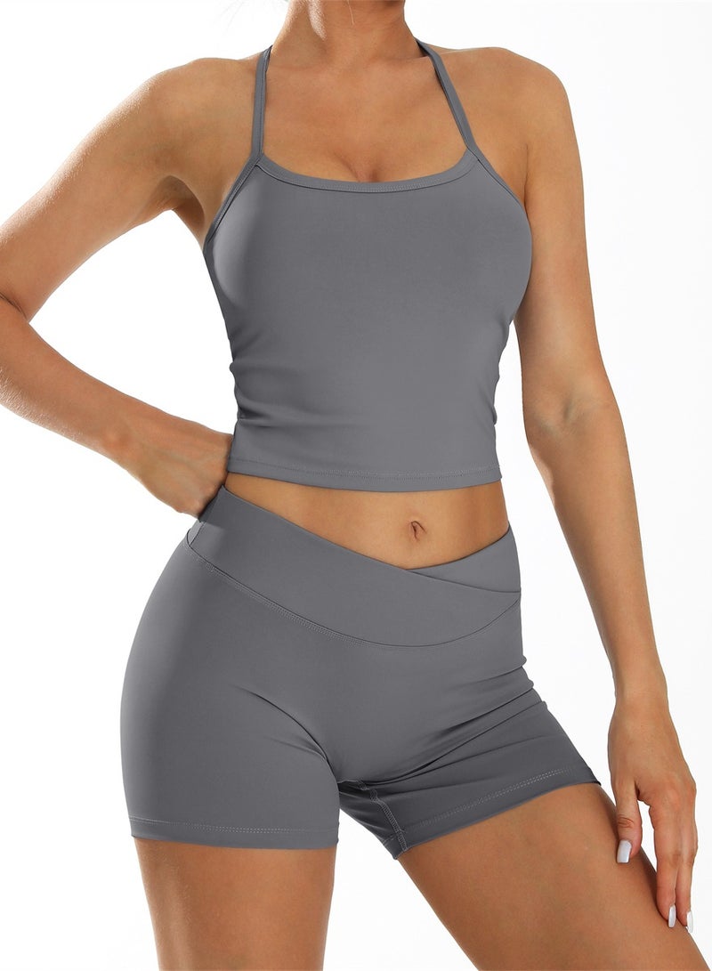 general 2 Piece Workout Sets For Women Tank Top Matching High Waist Booty Lifting Shorts Gym Yoga Active Wear Outfits  - Image 1