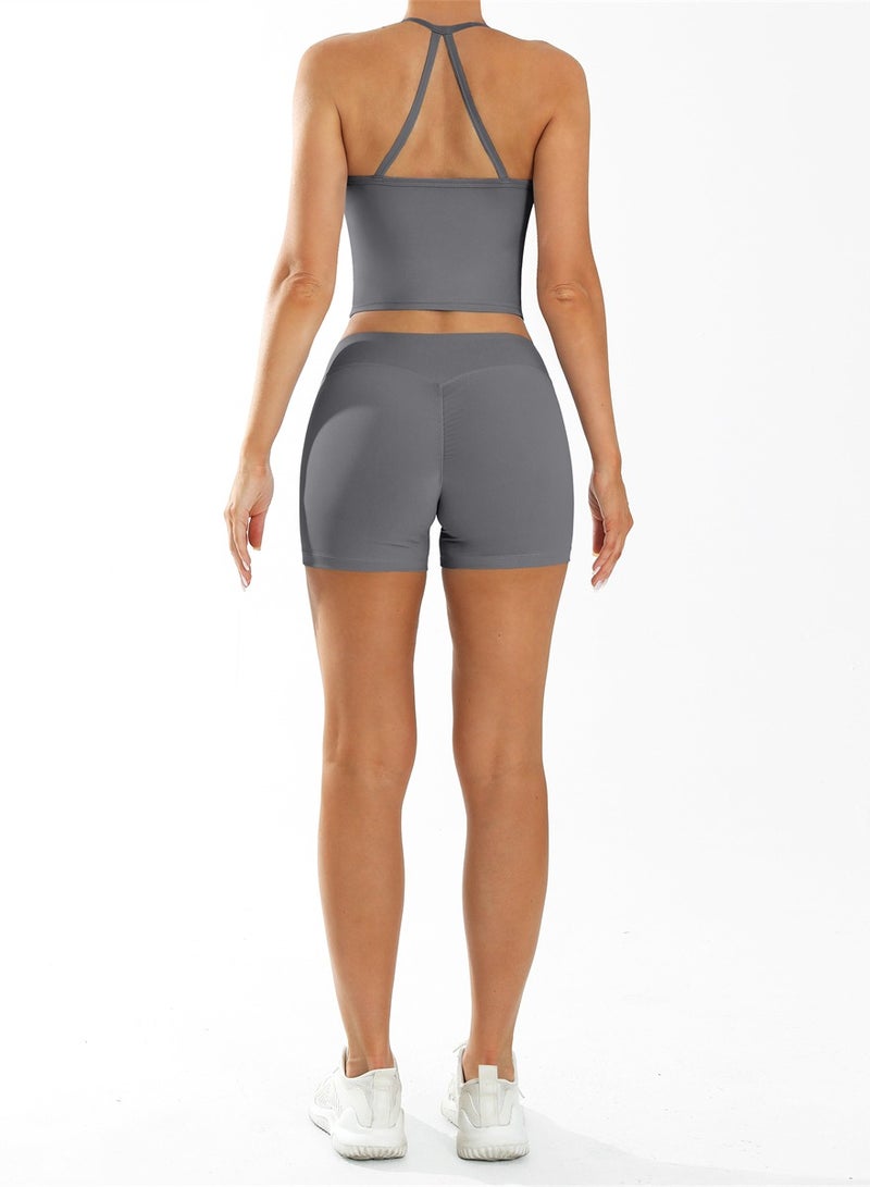 general 2 Piece Workout Sets For Women Tank Top Matching High Waist Booty Lifting Shorts Gym Yoga Active Wear Outfits  - Image 4