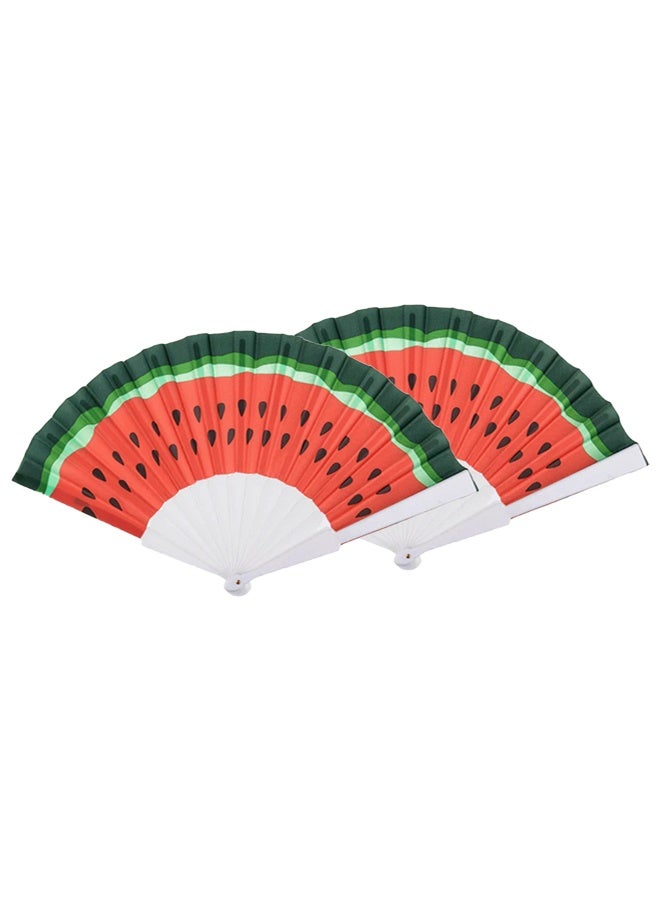 Folding Hand Watermelon Style Fan, Fabric Handheld Foldable Fan for Wedding, Party Favor, Performance, Dance, Home Decorations, Festival, Gift - Image 2