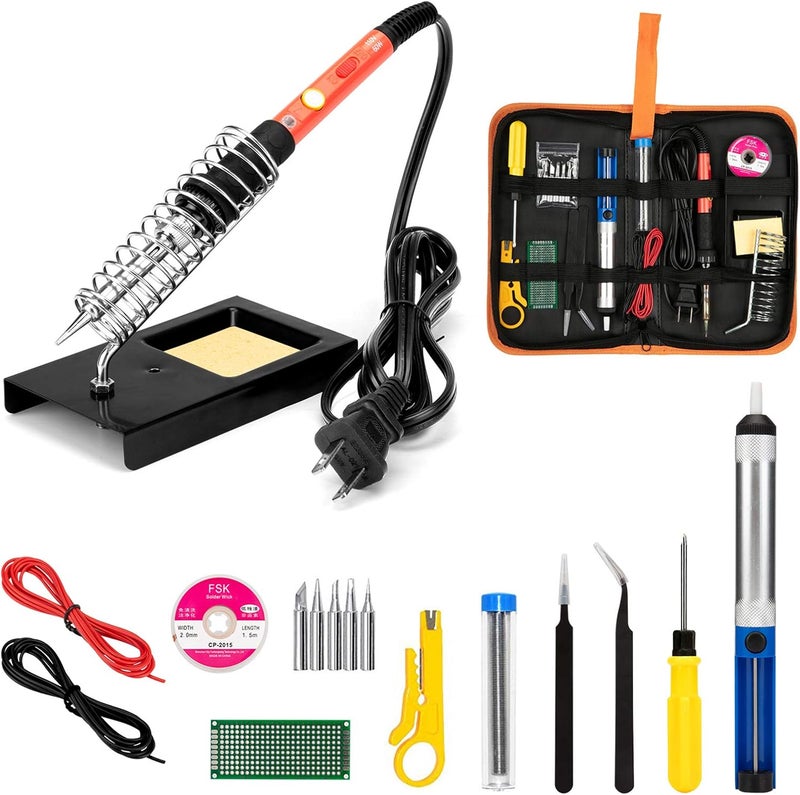 Q-MING Soldering Iron Kit, 60W Upgraded Soldering Kits Adjustable Temperature Welding Tool Solder Irons Pen with On/Off Switch Use for Electrical Repairs - Image 1