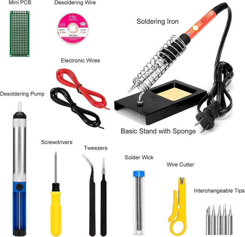 Q-MING Soldering Iron Kit, 60W Upgraded Soldering Kits Adjustable Temperature Welding Tool Solder Irons Pen with On/Off Switch Use for Electrical Repairs - Image 3