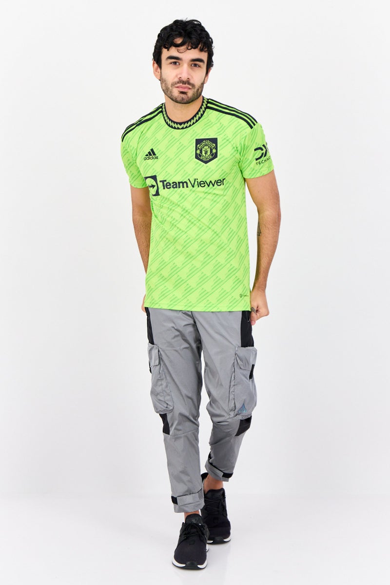 Adidas تي شيرت تدريب قصير الأكمام للرجال، أخضر زاهي - Image 3