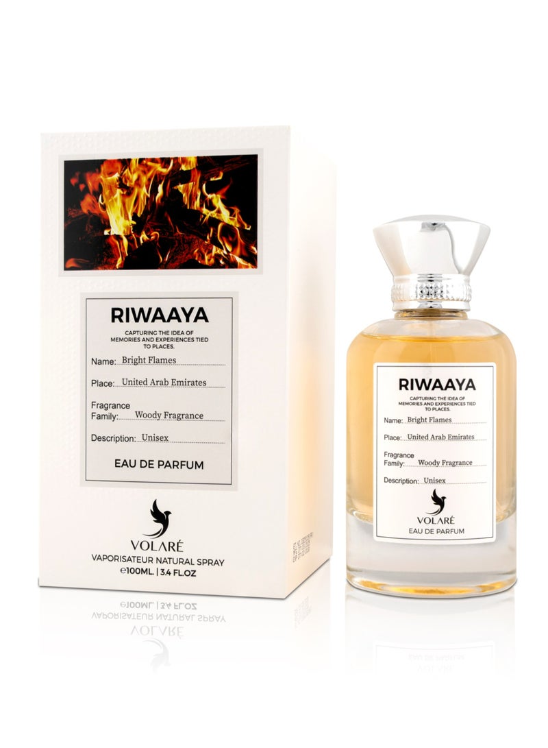 VOLARE Riwaaya Bright Flames Eau de Parfum - 100ml | Unisex Power Scent with Pink Pepper, Woods & Vanilla Heat - Image 1