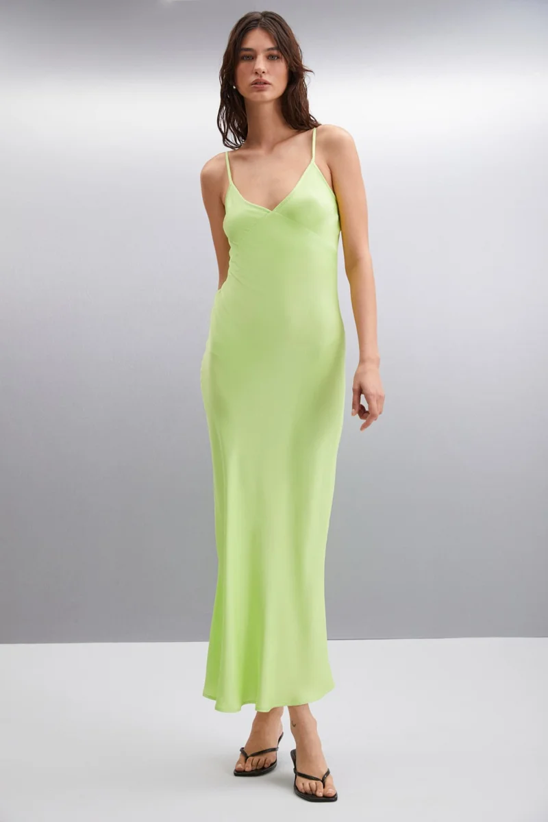 جريميلانج Nashaly Women Regular Light Green Dress