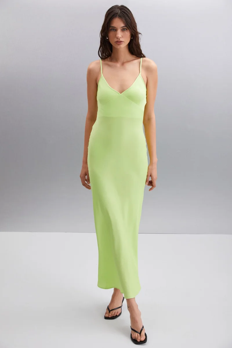 جريميلانج Nashaly Women Regular Light Green Dress
