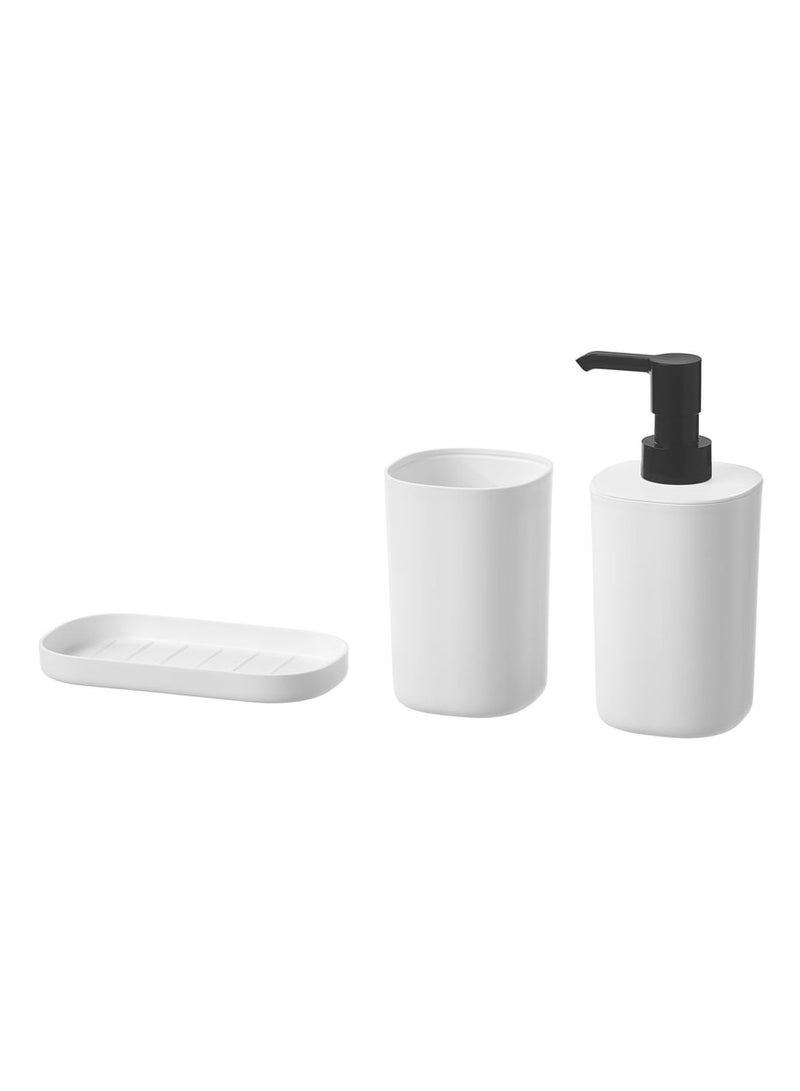 Selecto Hub 3-Piece Bathroom Set, Toothbrush Holder, Soap Dispenser and Tray, Plastic, White - Image 1