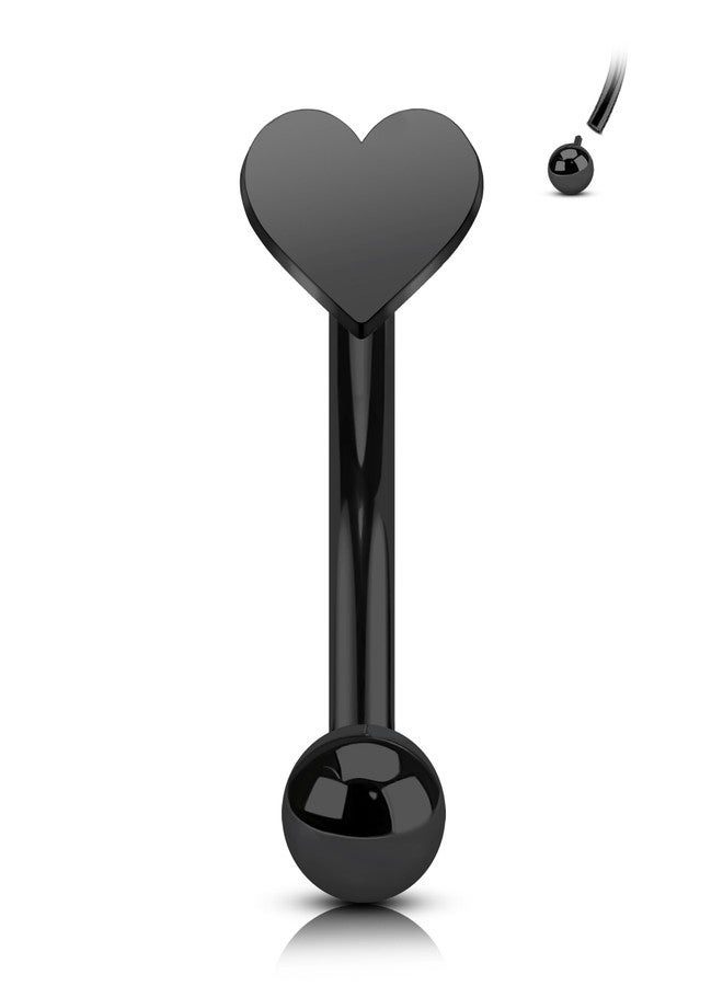 كوتشارم مجوهرات ثقب الأذن COCHARM على شكل قلب من التيتانيوم عيار 16، لون أسود - أقراط روك من الفولاذ الجراحي عيار 16 للنساء والرجال، مجوهرات لابريت عمودية 8 مم، مجوهرات ثقب الحاجب الأسود - Image 1