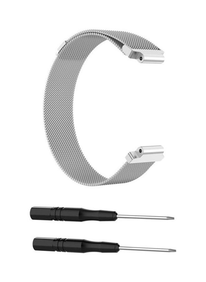 NIBEMINENT - Milanese Wrist Strap For Garmin Forerunner 235 22cm Silver - Image 1