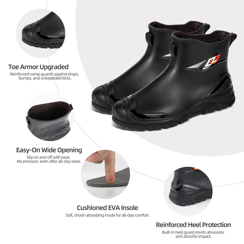 wasserflux Waterproof Deck Boots for Men â€“ Anti-Slip PVC Short Rain Boots with Cushioned EVA Insole â€“ Work Shoes for Fishing, Gardening, Boat, Farm Useï¼ˆSize 8ï¼‰ - Image 2