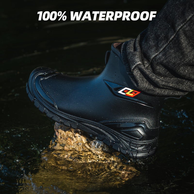 wasserflux Waterproof Deck Boots for Men â€“ Anti-Slip PVC Short Rain Boots with Cushioned EVA Insole â€“ Work Shoes for Fishing, Gardening, Boat, Farm Useï¼ˆSize 8ï¼‰ - Image 3