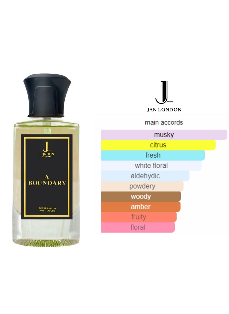 JAN LONDON - JAN LONDON ESSENTIAL - A BOUNDARY EDP Perfume For Men And Women Long Lasting Unisex Fragrance Inspired Perfumes for Ladies & Gents 50ml - Image 1