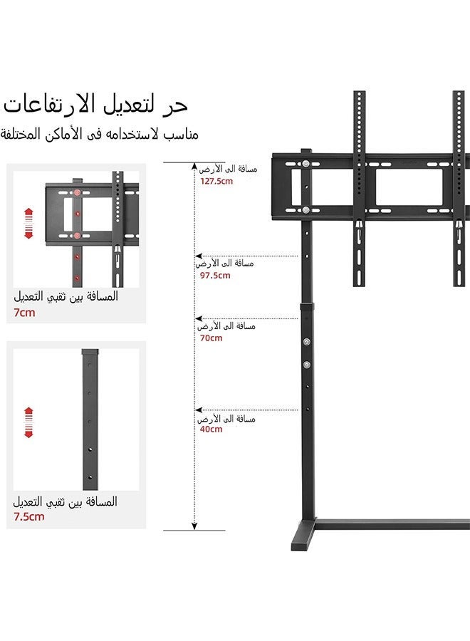 ويسفور حامل تلفزيون Wisfor الأرضي مقاس 32-85 بوصة QLED حامل تلفزيون ذكي حامل عرض لشاشة LED OLED طاولة تلفزيون أثاث أسود Max VESA 800×600 مم يتحمل حتى 40 كجم - Image 4