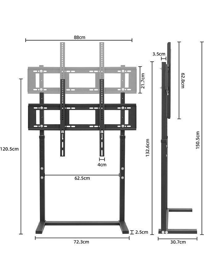 ويسفور حامل تلفزيون Wisfor الأرضي مقاس 32-85 بوصة QLED حامل تلفزيون ذكي حامل عرض لشاشة LED OLED طاولة تلفزيون أثاث أسود Max VESA 800×600 مم يتحمل حتى 40 كجم - Image 3