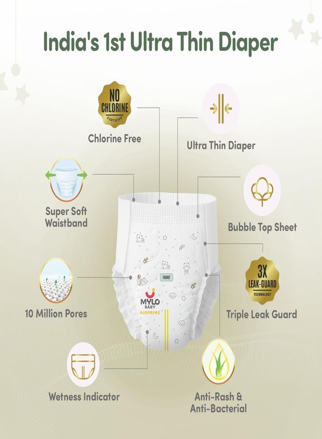 Mylo Baby AirPrime Premium Diaper Pants Medium (M) Size (7–12 kgs) (26 Count) Leak Proof | Ultra-Thin & Breathable | Up to 12 Hours Protection | No Rashes (26 Count, Pack of 2) - Image 3
