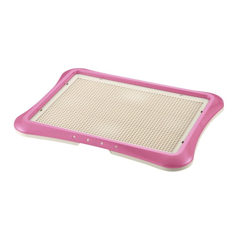 Richell Paw Trax Mesh Training Tray, Pink 25.2 x 18.9 x 1.6" | Richell Paw Trax Mesh Training Tray: Puppy Potty Pad Holder for Indoor Use, Anti-Chewing and Tearing, Ideal for Potty Training Puppies - Image 1