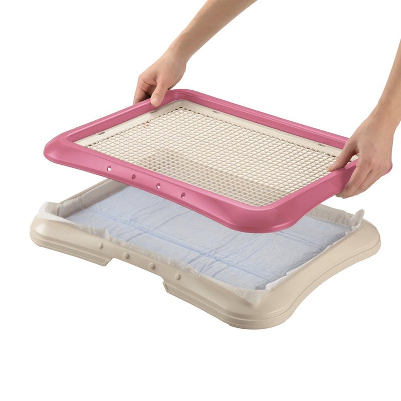 Richell Paw Trax Mesh Training Tray, Pink 25.2 x 18.9 x 1.6" | Richell Paw Trax Mesh Training Tray: Puppy Potty Pad Holder for Indoor Use, Anti-Chewing and Tearing, Ideal for Potty Training Puppies - Image 3
