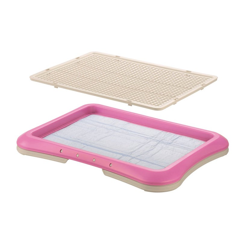 Richell Paw Trax Mesh Training Tray, Pink 25.2 x 18.9 x 1.6" | Richell Paw Trax Mesh Training Tray: Puppy Potty Pad Holder for Indoor Use, Anti-Chewing and Tearing, Ideal for Potty Training Puppies - Image 2