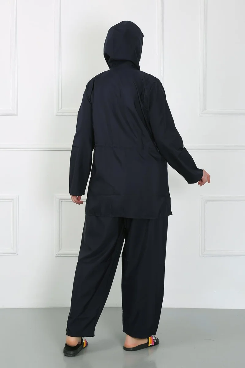 Akbeniz Plus Size Hijab Large Swimsuit Navy Blue 44010