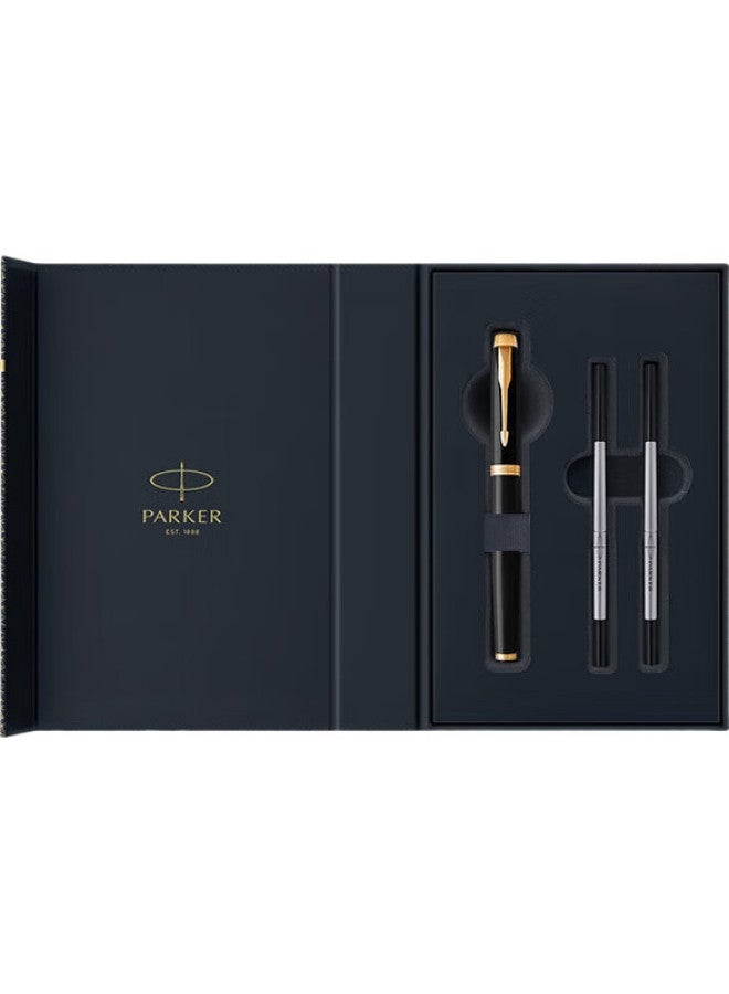 Parker Signature Pen, Business Office Gift, Birthday Present For Men, Writing Practice Stationery, Light Luxury Gift, Im Pure Black Liya Gold Clip Ballpoint Pen, Flowing Light Gift Box - Image 1