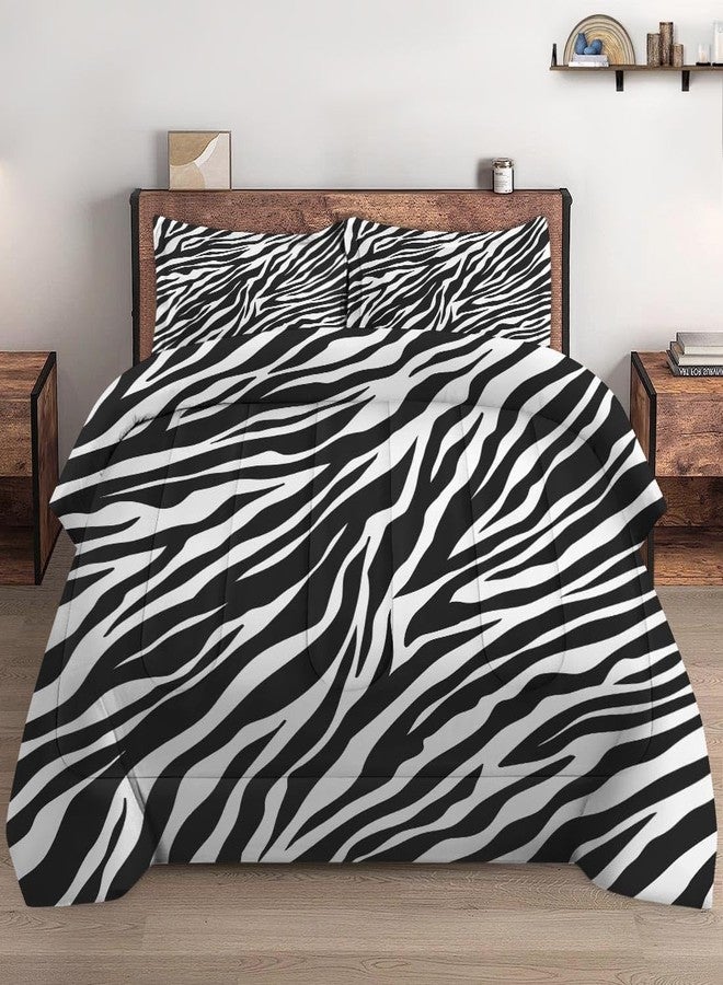 Pamnest Comforter Set Queen Size, Zebra Stripe Retro Soft Bedding for Kids and Adults, Tiger Black White Animal Comforter Set with Pillowcase, for Bedroom Bed Decor - Image 4