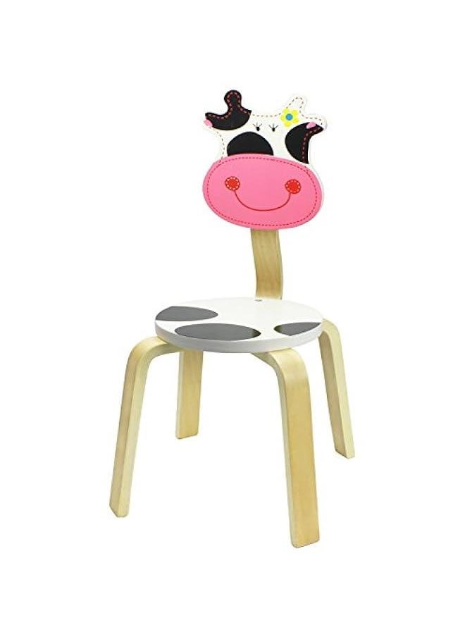 Arabest 10 Inch Kids Solid Hard Wood Animal Chair, Stackable Wooden Finished, Preschool, Daycare, Bedroom, Playroom, Nursery Seat, Cow Furniture Stool for Toddlers, Children, Boys, Girls  - Image 1