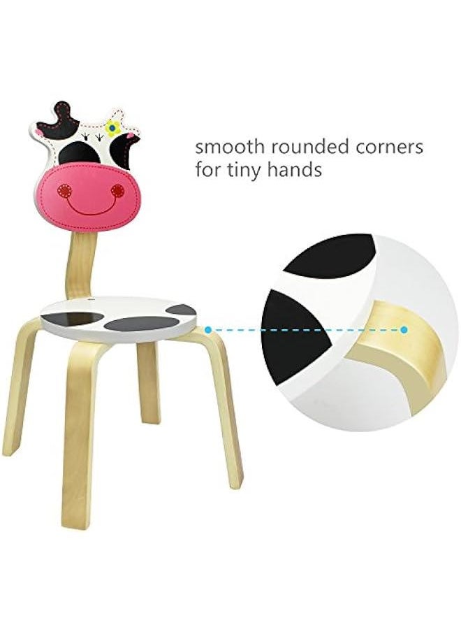 Arabest 10 Inch Kids Solid Hard Wood Animal Chair, Stackable Wooden Finished, Preschool, Daycare, Bedroom, Playroom, Nursery Seat, Cow Furniture Stool for Toddlers, Children, Boys, Girls  - Image 3