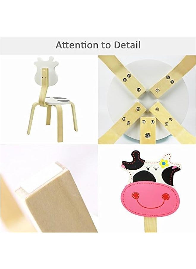 Arabest 10 Inch Kids Solid Hard Wood Animal Chair, Stackable Wooden Finished, Preschool, Daycare, Bedroom, Playroom, Nursery Seat, Cow Furniture Stool for Toddlers, Children, Boys, Girls  - Image 4