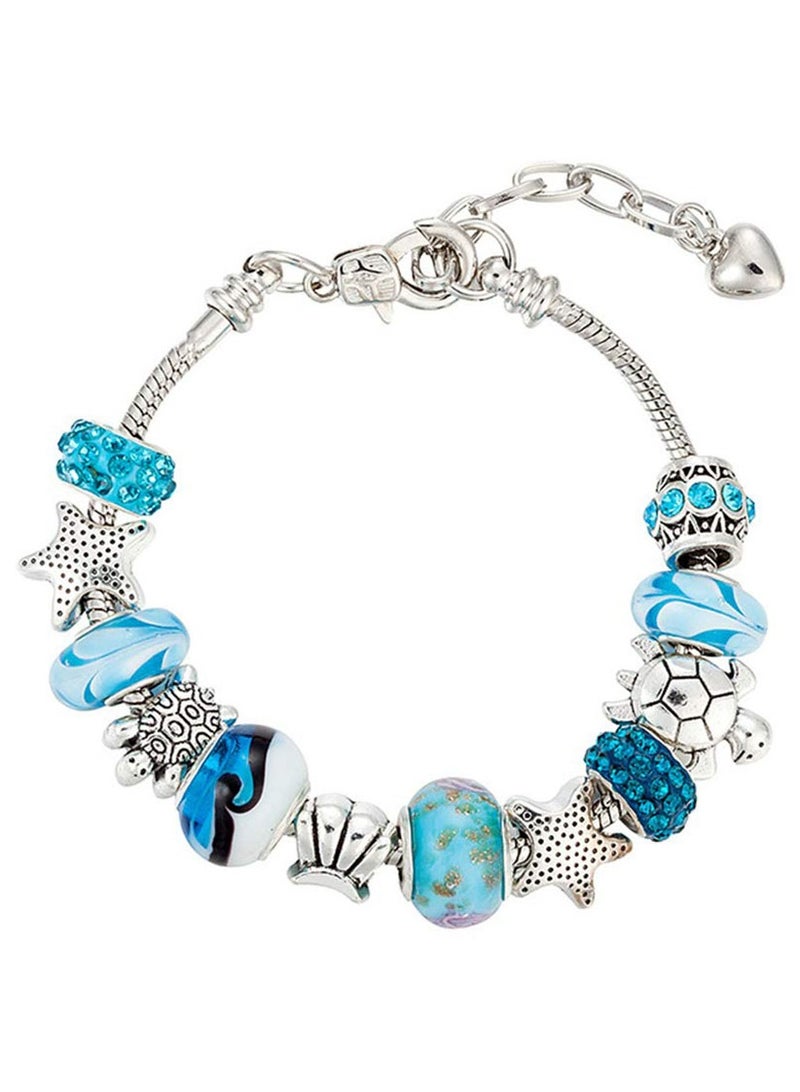 S SYMEFER Pendant Bracelet Ocean Series Blue Crystal/Glass Pearl Sea Star Shell Bracelet Lady Crystal Jewelry Bracelet Valentine's Day Gift - Image 1