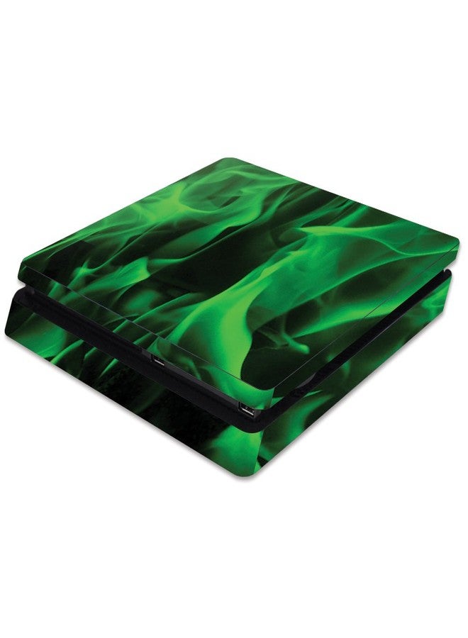 MIGHTY SKINS MightySkins Skin Compatible with Sony PS4 Slim Console - Green Flames | Protective, Durable, and Unique Vinyl Decal wrap Cover | Easy to Apply, Remove, and Change Styles | Made in The USA - Image 1