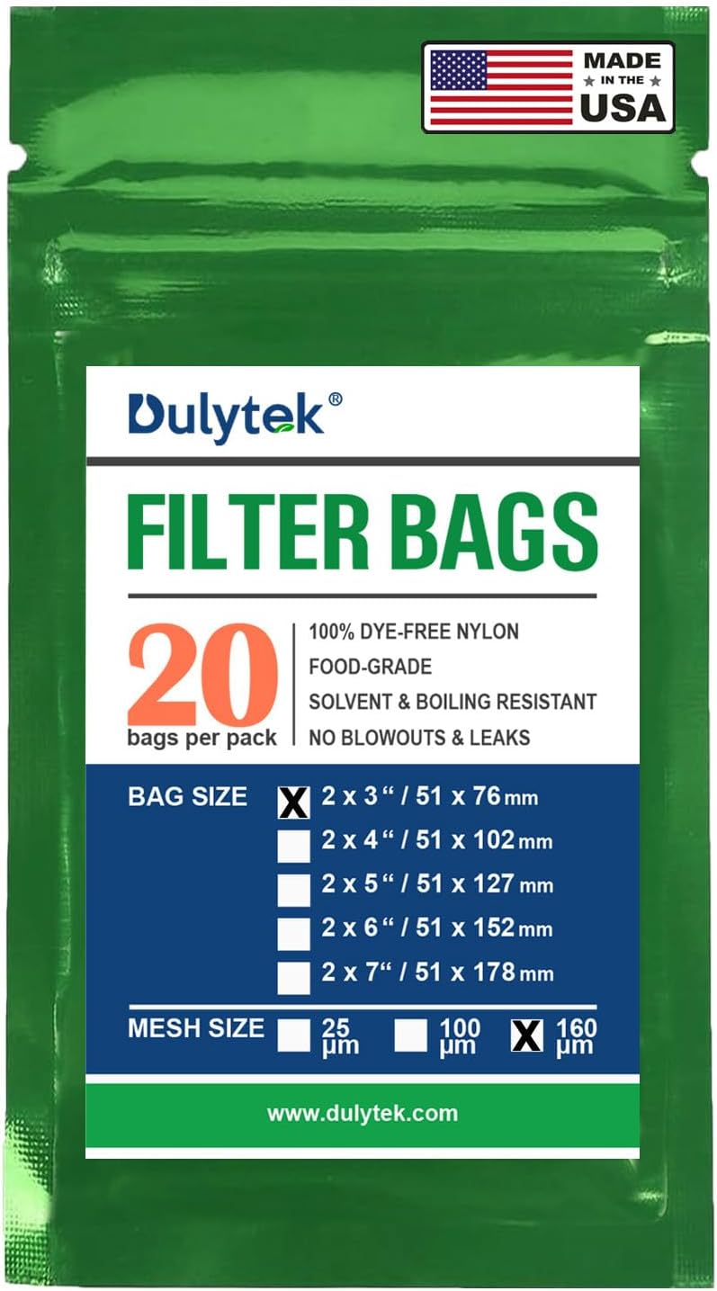 Premium Nylon 20 Pcs Filter Bags, 160 Micron, 2" x 3", Double-Stitching, Zero Blowouts, Made in the USA