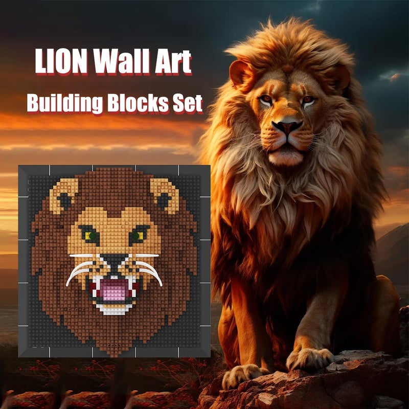 BDYDT Wall Art Lion Building Blocks Set; A Wall Decor Set for Adults Who Love Creative Hobbies(1700+ Pieces) Suitable for Adults - Image 5