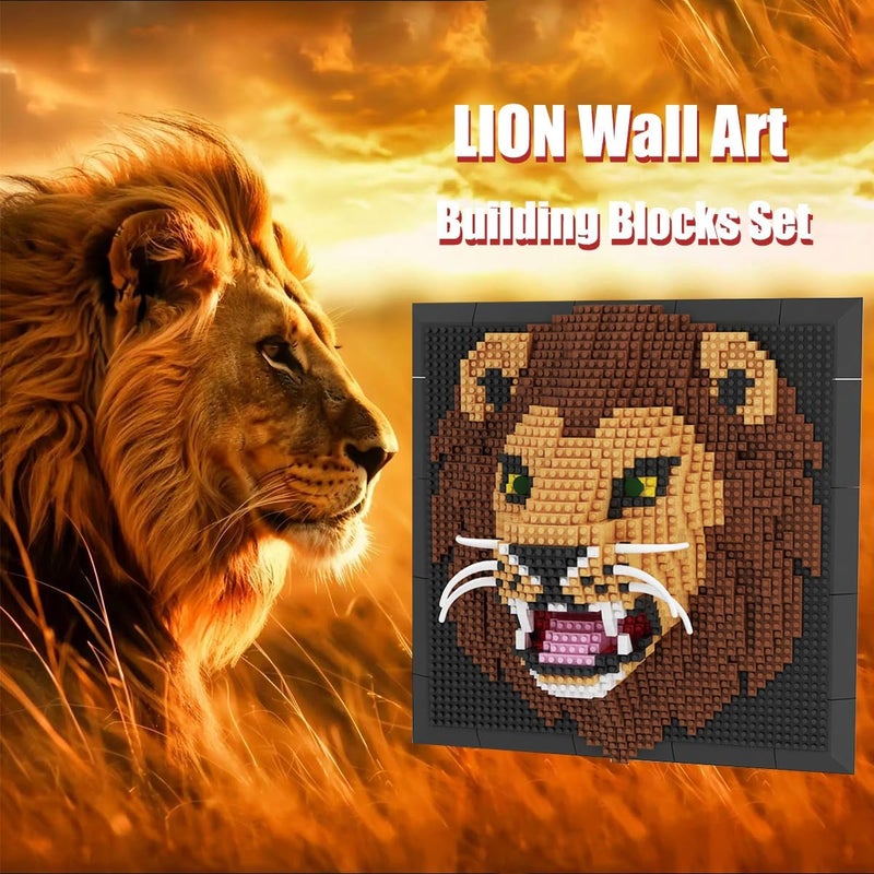 BDYDT Wall Art Lion Building Blocks Set; A Wall Decor Set for Adults Who Love Creative Hobbies(1700+ Pieces) Suitable for Adults - Image 4