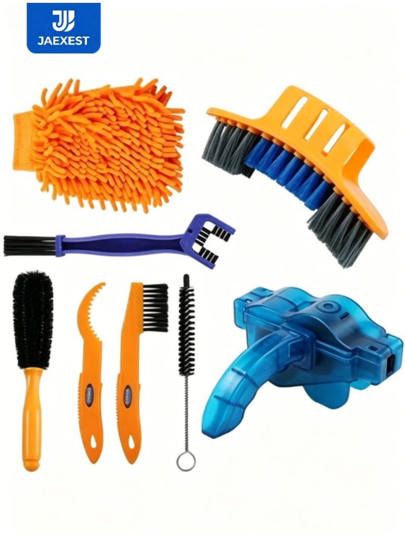 jaexest 8-Piece Bike Cleaning Kit – Professional Bicycle Cleaning Tools Set with Brush Set for Chain, Cassette, Derailleur & Frame – Ideal for Mountain & Road Bike Maintenance - Image 1