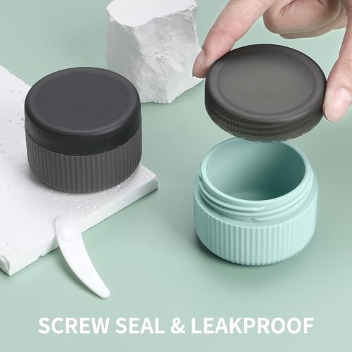 ME.FAN Travel Containers for Toiletries, TSA Approved 1.5 oz Silicone Cream Jars, Leak-proof Journey Containers, Trip Accessories with Lid for Cosmetic Face Hand Body Cream 4 Pack Black Lid - Grey - Image 3