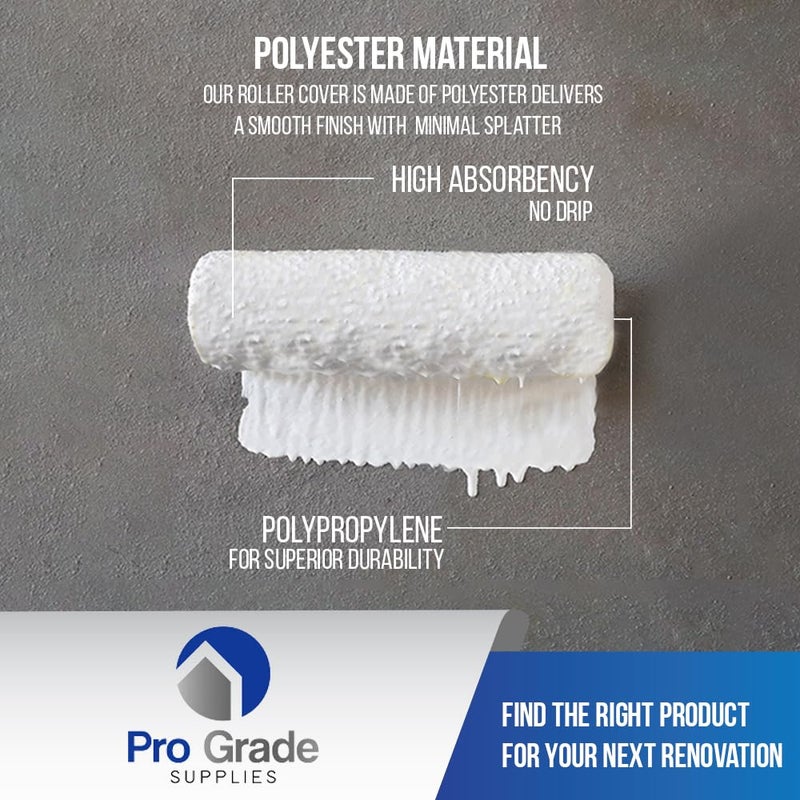 Pro-Grade Pro Grade - Paint Roller Covers - 3/8 X 9 Inch White Nylon 5 Pack - Image 4